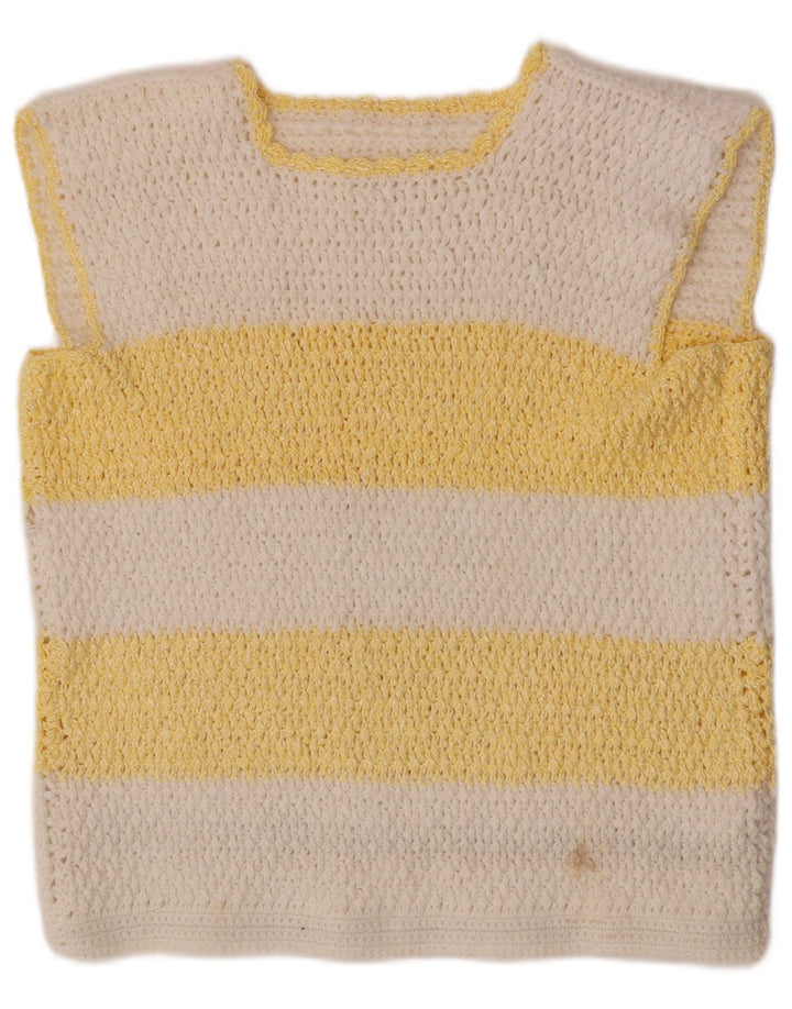 Vintage mujer chaleco camiseta sin mangas Reino Unido 14 rayas blancas medianas