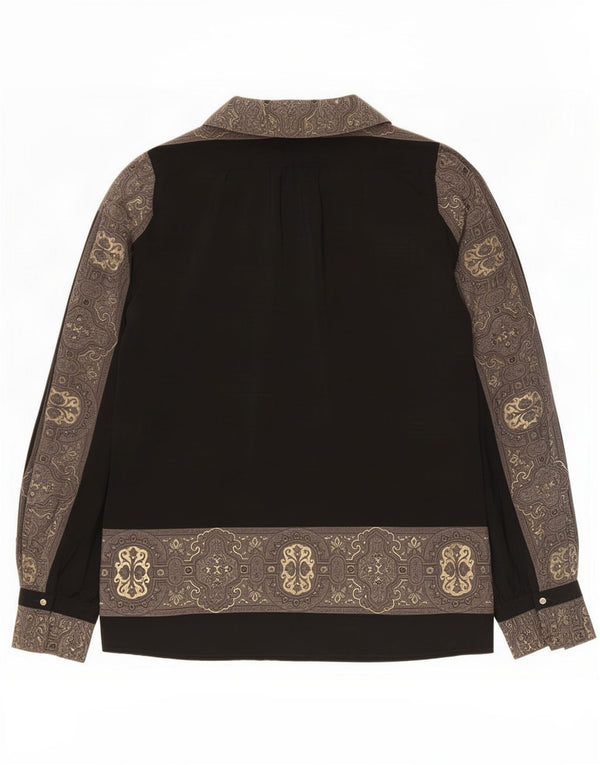 Pancaldi Blusa para mujer IT 46 Large Black Paisley