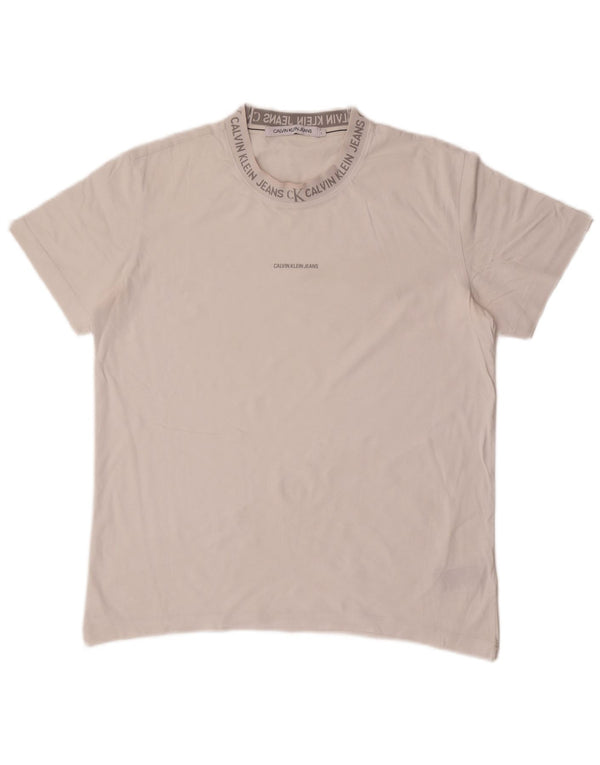 Calvin Klein Jeans Camiseta gráfica para hombre Top grande de algodón blanco