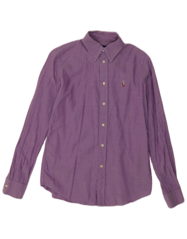 Ralph Lauren Camisa de ajuste personalizado para hombre US 6 Medio Algodón Púrpura