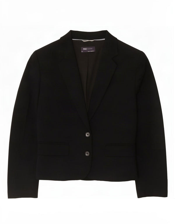 Marks & Spencer Chaqueta tipo blazer de 2 botones para mujer UK 44 Poliéster negro mediano