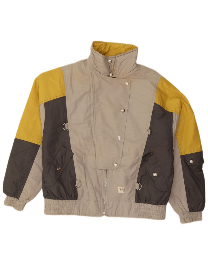 Chaqueta de esquí vintage de gran tamaño para mujer EU 40 Poliamida gris medio colorblock