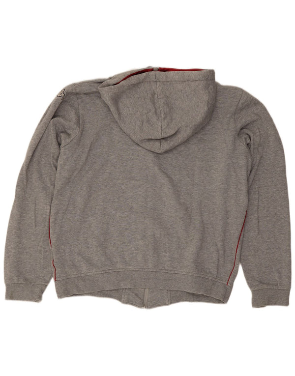 Kappa Womens Graphic Zip Hoodie Sweater UK 14 Medium Grey Cotton