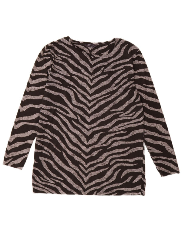 Marks & Spencer Top para mujer de manga larga UK 42 Medium Black Animal Print