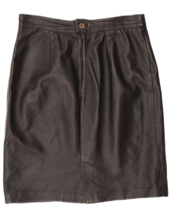 Falda de cuero vintage para mujer IT 46 Grande W32 Cuero negro