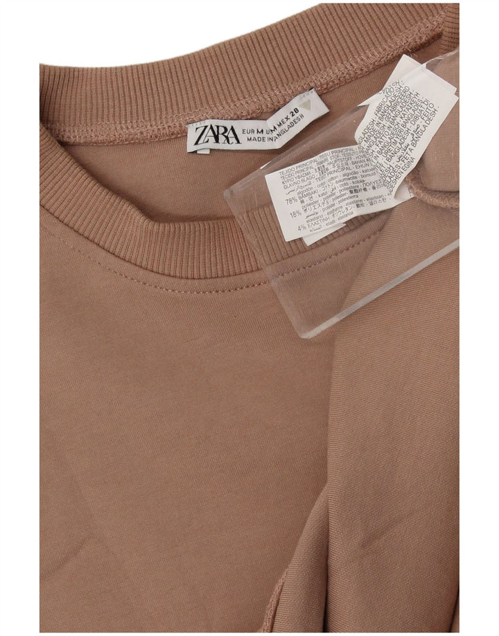 Zara Mujer Sudadera Oversize Jersey UK 44 Algodón Beige Medio