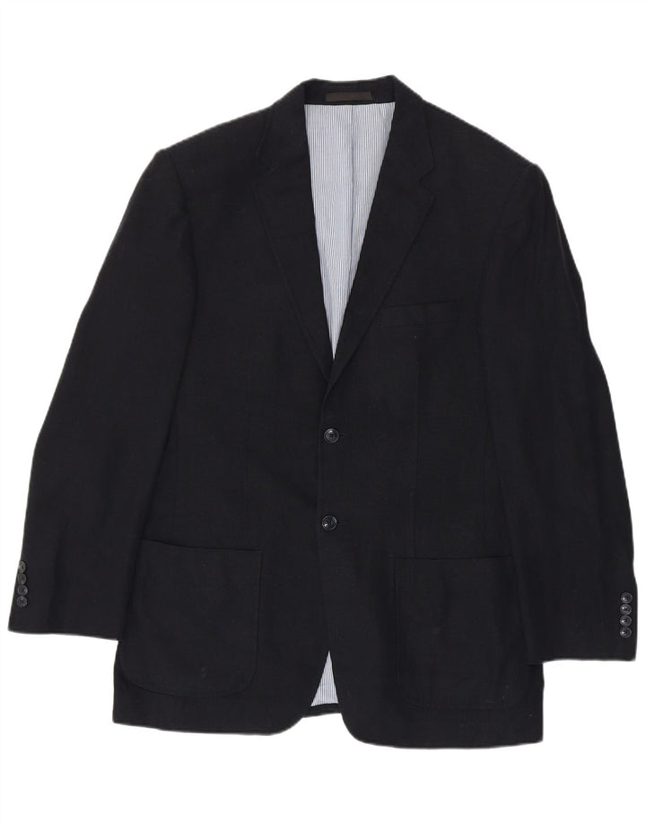 Marks & Spencer Chaqueta tipo blazer de 2 botones para hombre UK 38 Medium Navy Blue Linen