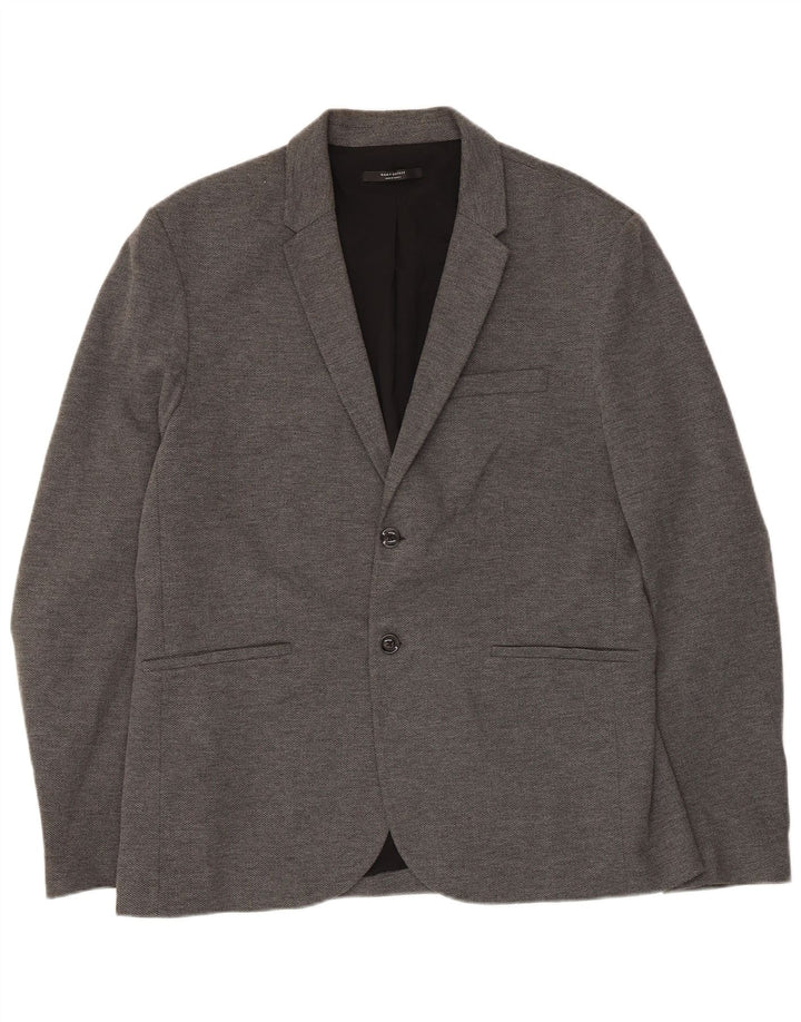 Vintage hombres 2 botones Blazer chaqueta Reino Unido 38 algodón gris medio