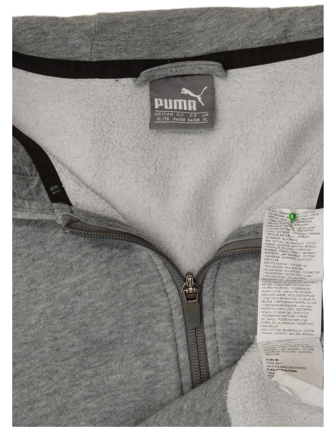 Puma Sudadera con capucha y cremallera gráfica para hombre XL Algodón gris
