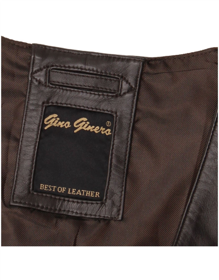 Chaleco de cuero vintage para hombre 2XL cuero marrón
