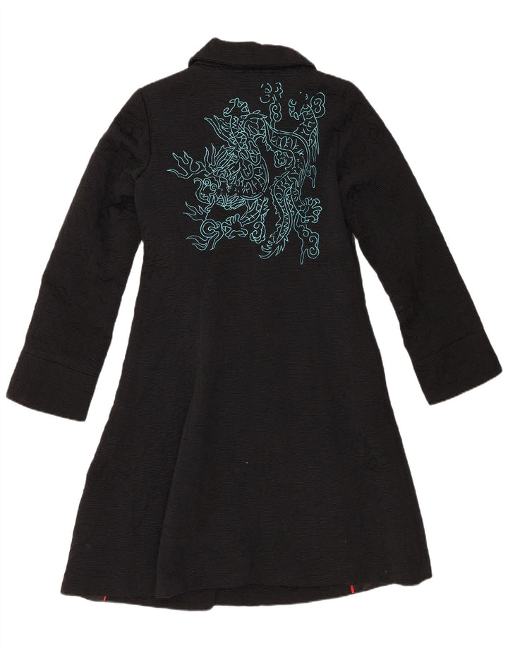 Abrigo Desigual Mujer EU 40 Algodón Geométrico Negro Medio