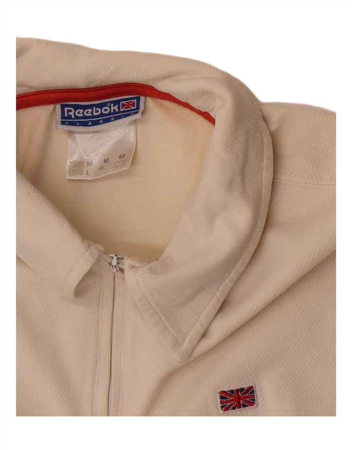 Reebok Polo Holgado para Hombre, Mediano, Blanco Apagado