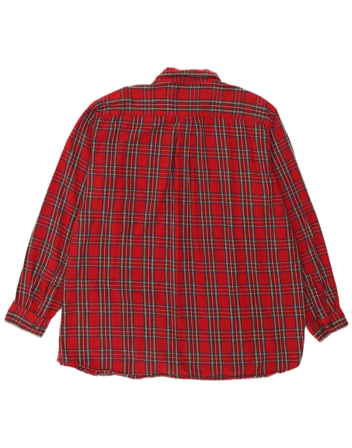 L.L.BEAN Camisa alta de franela para hombre 2XL Algodón a cuadros rojos