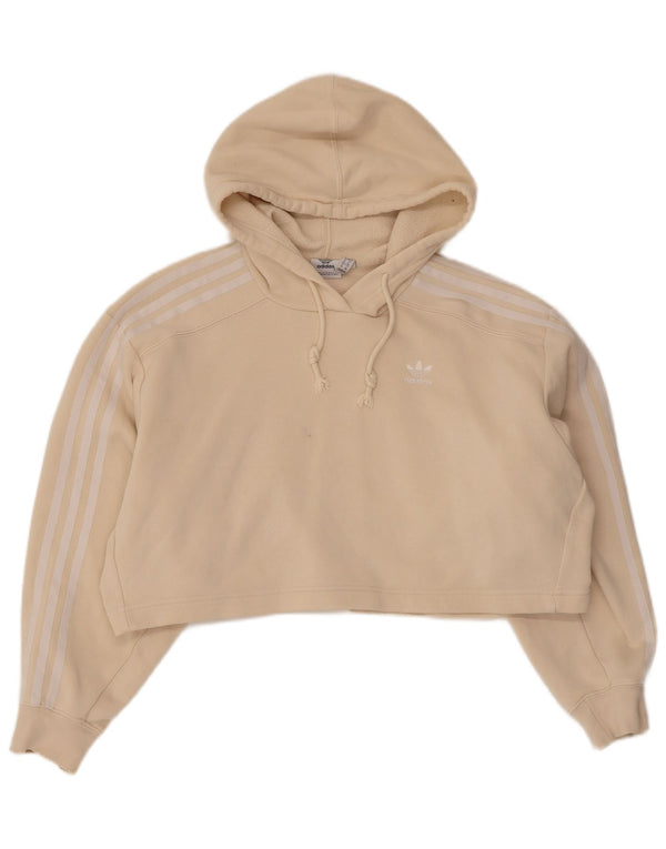 Adidas Mujer Crop Oversize Sudadera con capucha Jumper UK 6 XS Beige Algodón