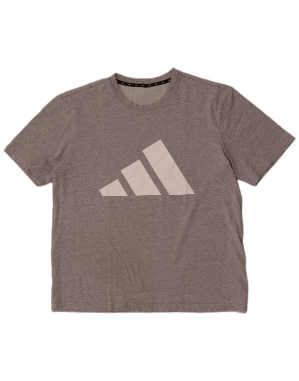 Adidas Camiseta gráfica para hombre Top grande de algodón moteado gris