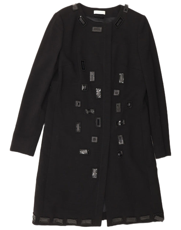 Emilio Pucci Chaqueta Blazer Larga para Mujer UK 44 Mediana Lana Virgen Negra