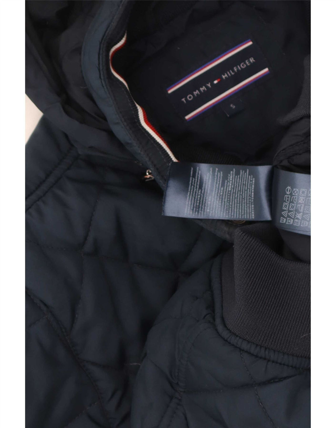 Tommy Hilfiger Chaqueta acolchada con capucha para hombre UK 36 Small Azul marino Poliéster