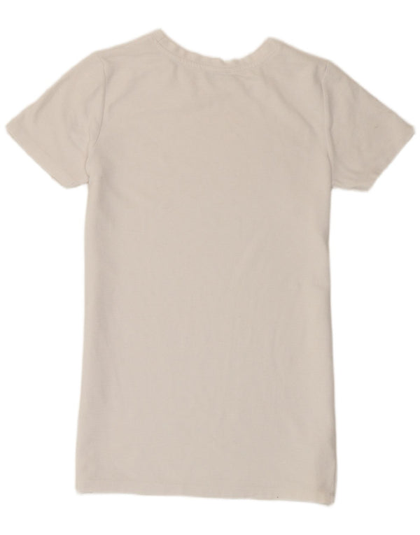 Zara Mujer Camiseta Top UK 10 Small Blanco Algodón