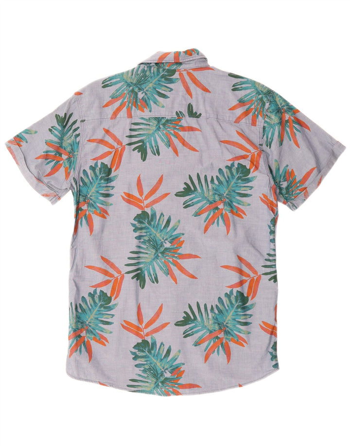 JACK & JONES Hombre Camisa Manga Corta Algodón Floral Gris Medio