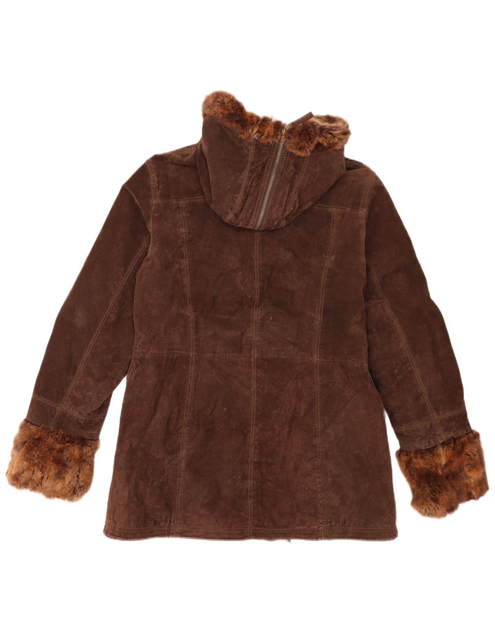 Conbipel Chaqueta de ante con capucha para mujer IT 46 Cuero marrón grande