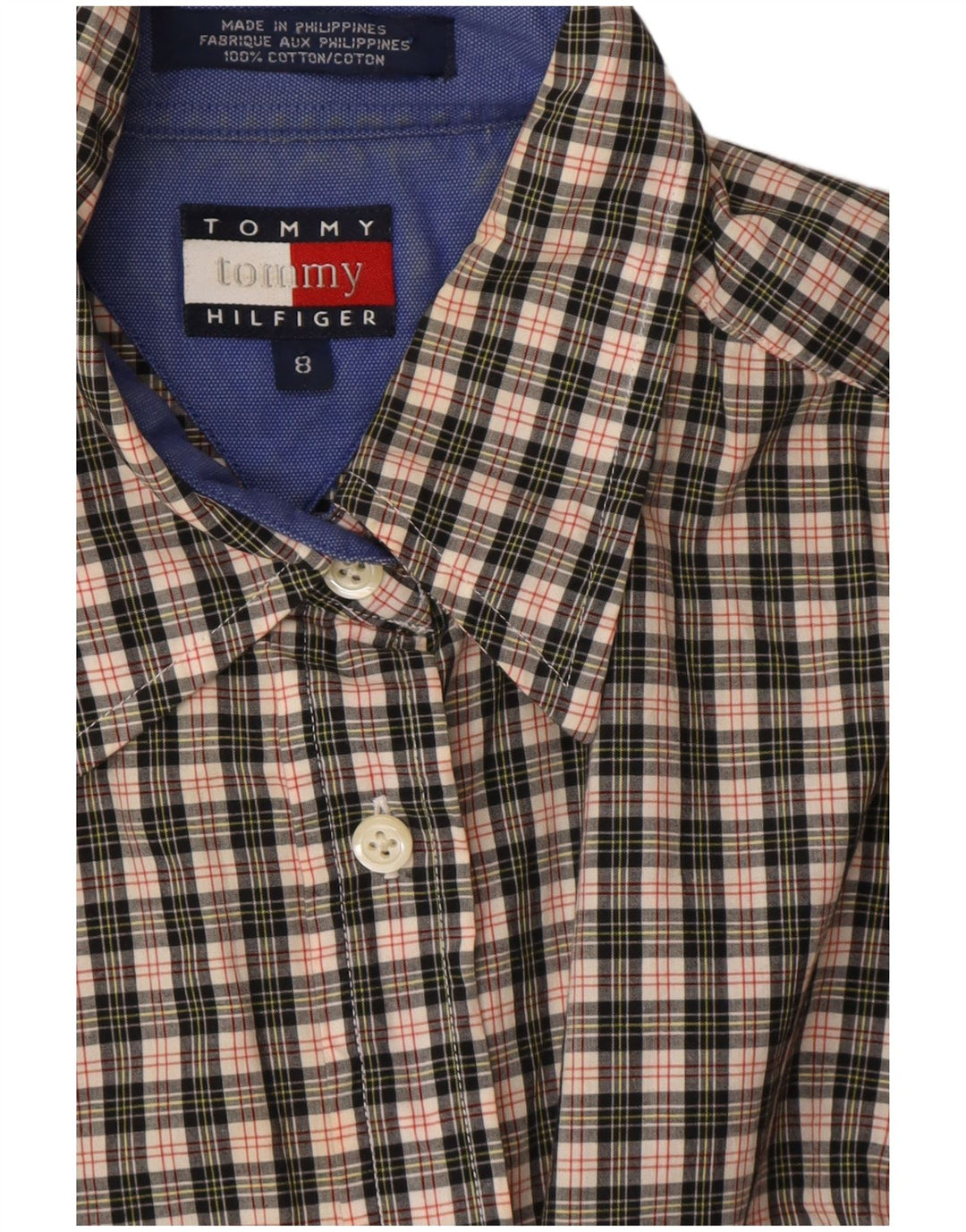 TOMMY HILFIGER Camisa para mujer US 8 Algodón a cuadros gris medio