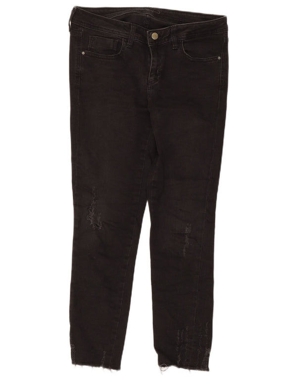 Zara Jeans ajustados desgastados para mujer EU 38 Small W28 L26 Algodón negro