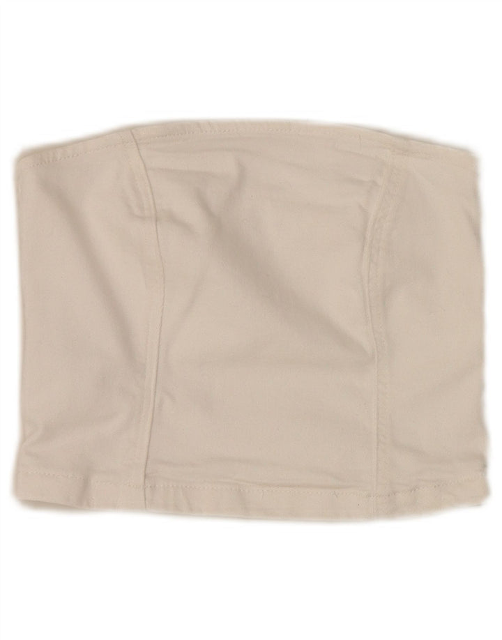 Mango Mujer Corset Top UK 4 XS Algodón Blanco
