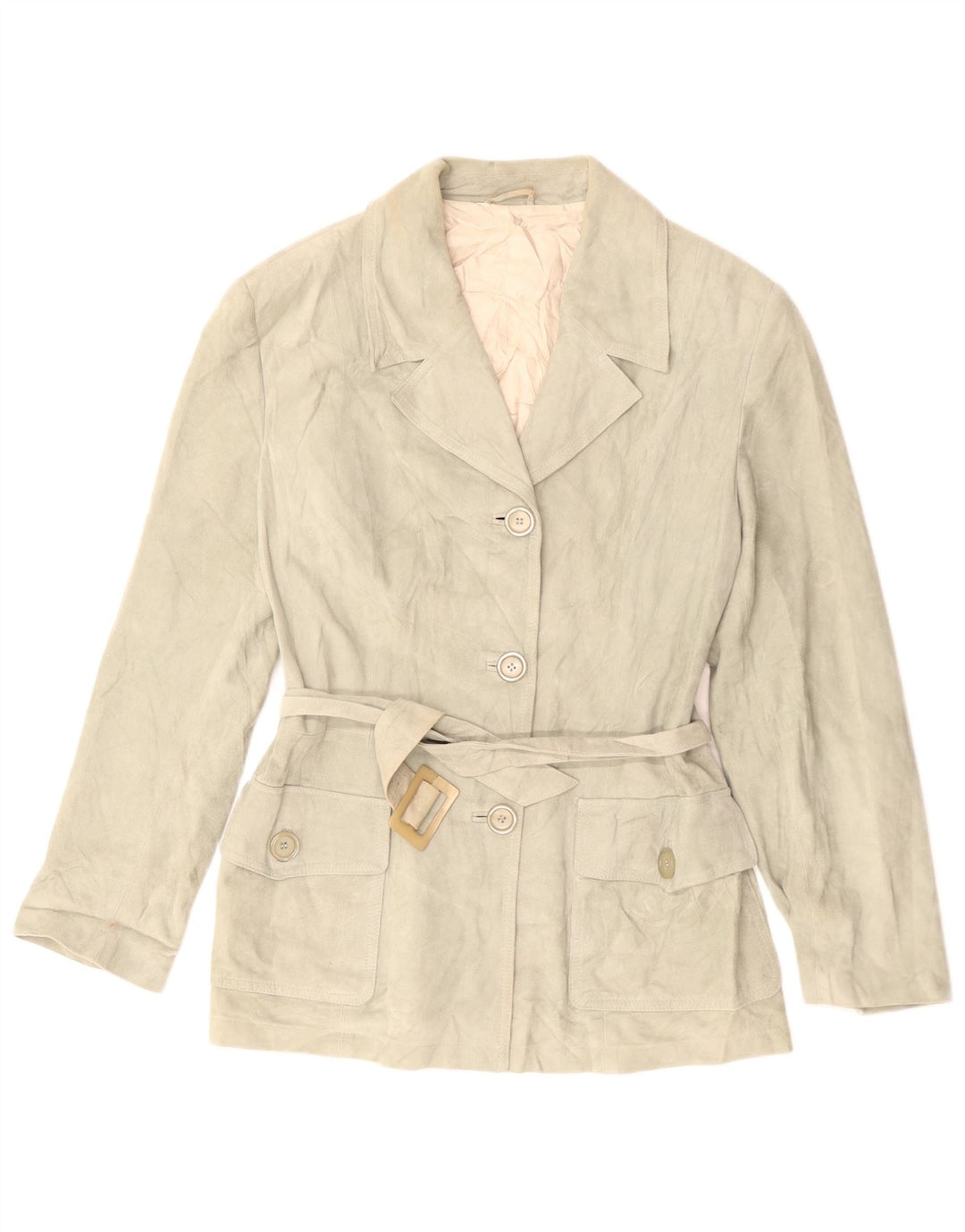 Pollini Chaqueta Blazer de Ante con 3 Botones para Mujer UK 40 Verde Medio