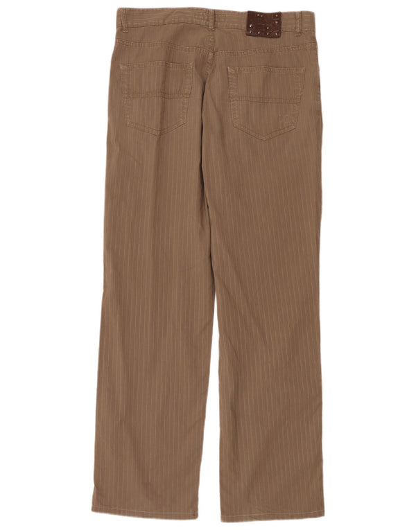 Pantalones Hombre Trussardi Rectos Casual W34 L32 Algodón A Rayas Marrón
