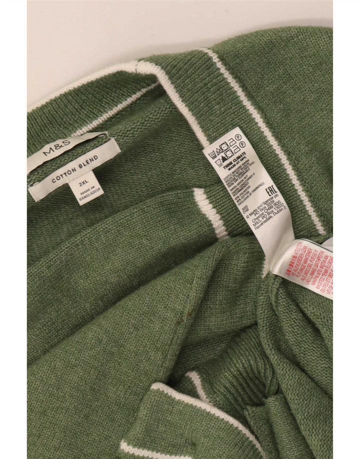 Marks & Spencer Suéter tipo cárdigan para hombre 2XL Poliéster verde