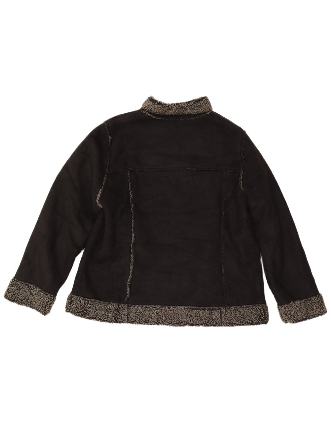 Marks & Spencer Chaqueta Sherpa para Mujer UK 40 XL Poliéster Negro