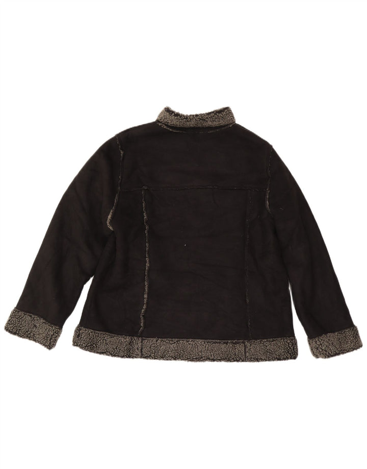 Marks & Spencer Chaqueta Sherpa para Mujer UK 40 XL Poliéster Negro