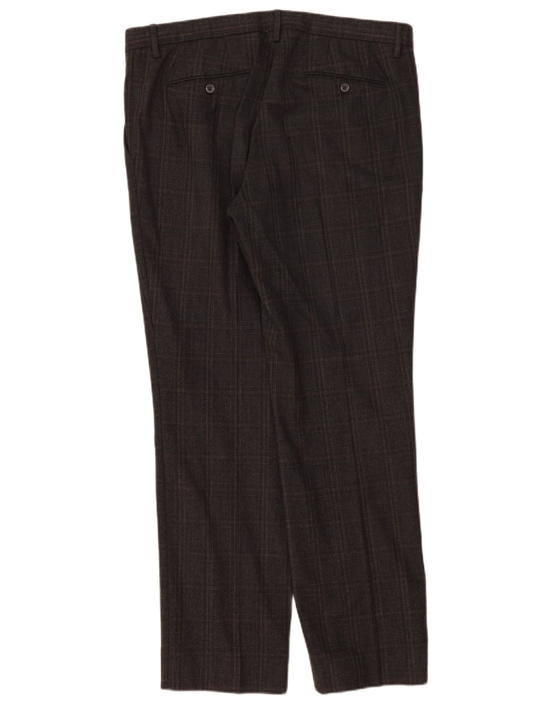 Pantalón De Traje Recto Hombre Trussardi W36 L33 Lana A Cuadros Gris