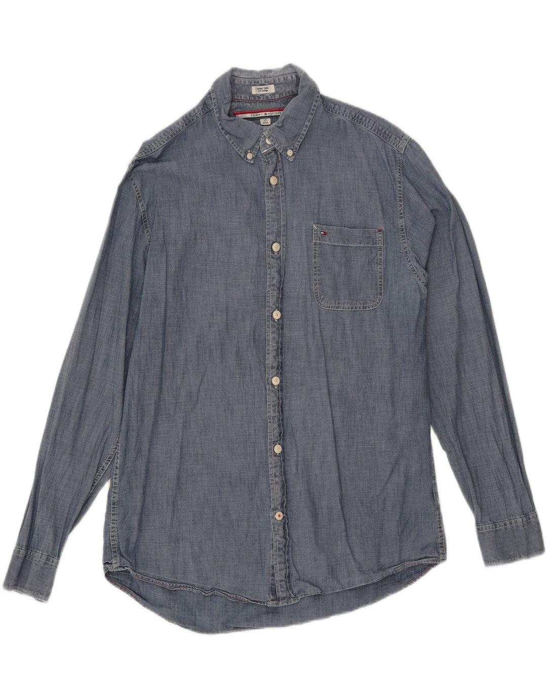 TOMMY HILFIGER Mens Custom Fit Shirt Large Blue Cotton Vintage Tommy Hilfiger and Second-Hand Tommy Hilfiger from Messina Hembry 