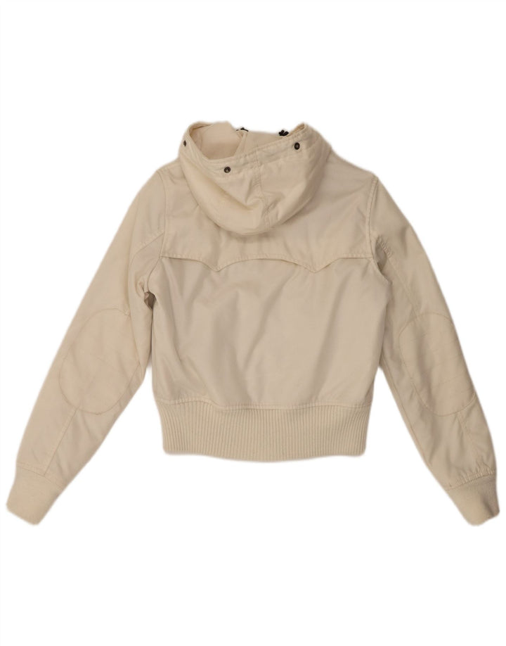 Woolrich Chaqueta bomber con capucha para mujer UK 10 Small Off White Nylon