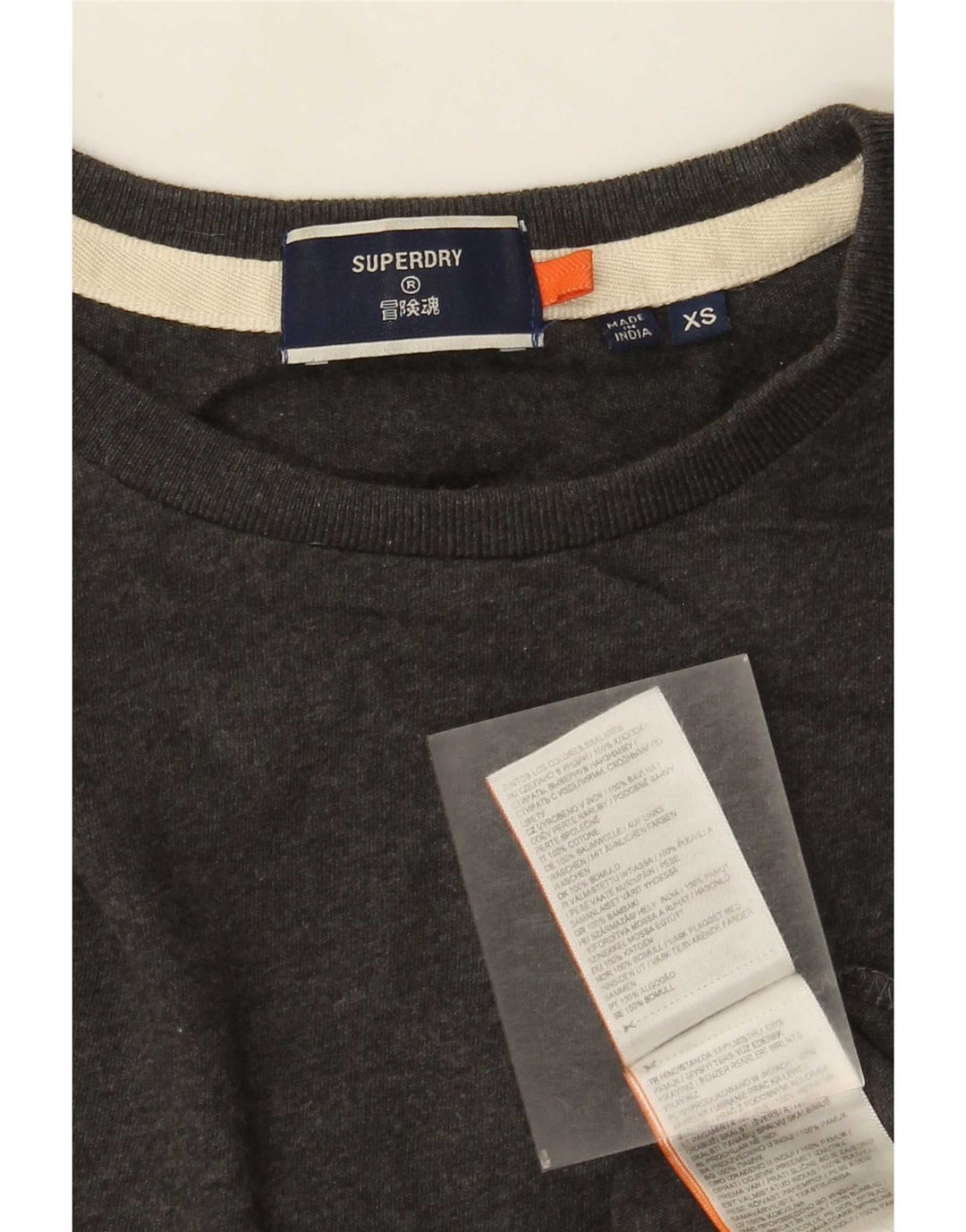 Superdry Hombre Top Manga Larga XS Algodón Gris