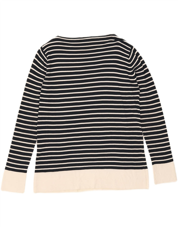 Max Mara Mujer Top Manga Larga UK 46 Grande Azul Marino Rayas