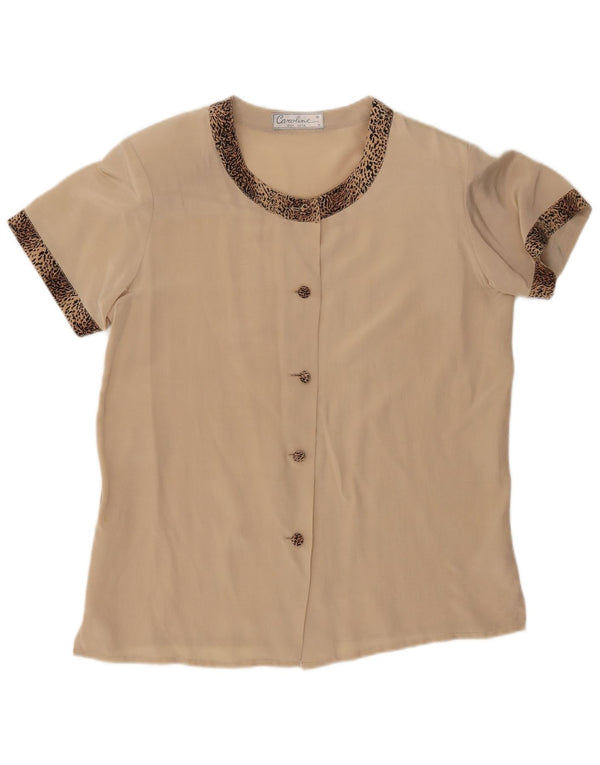Caroline Blusa de manga corta para mujer UK 44 Estampado animal beige medio