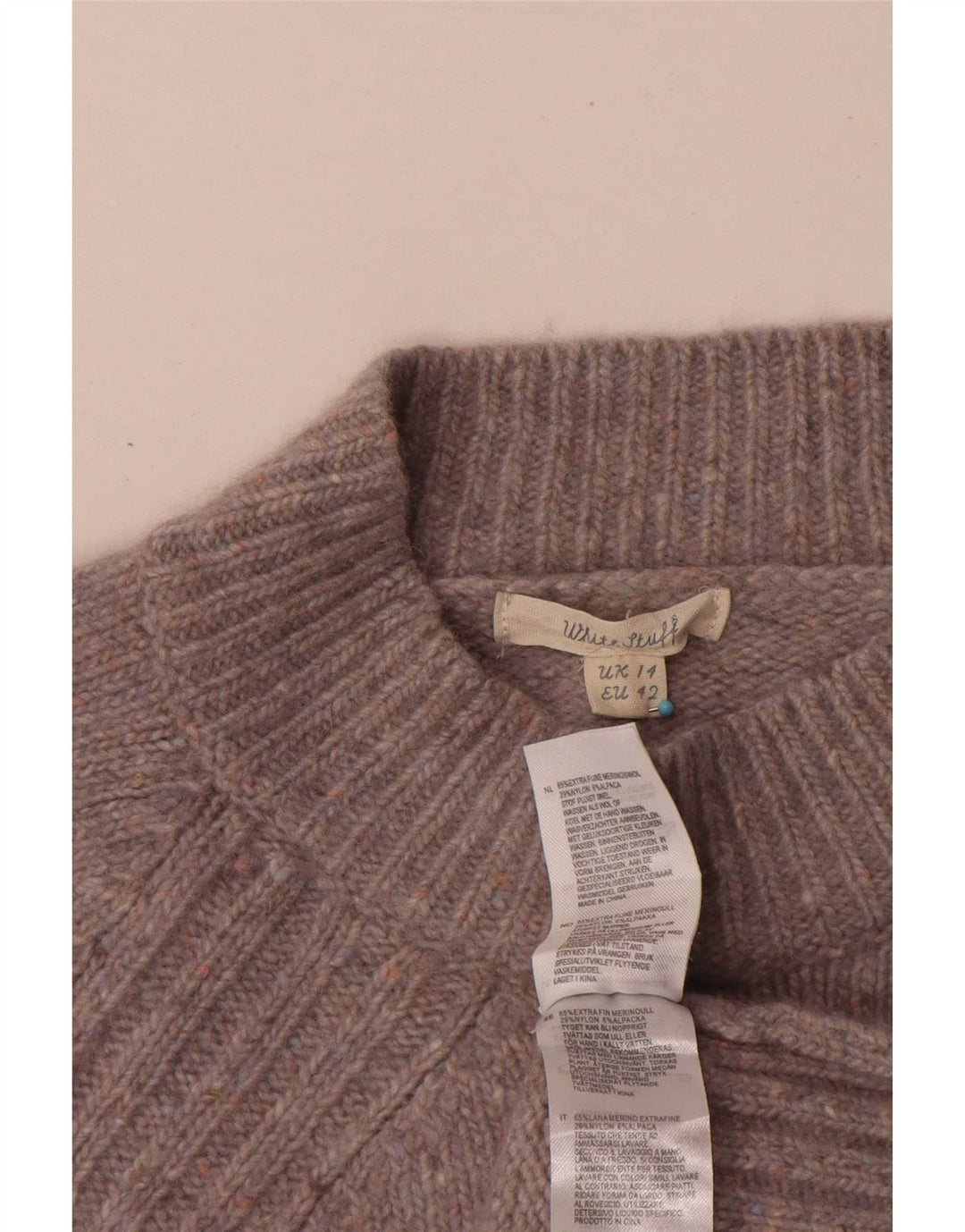 Suéter tipo jersey con cuello alto para mujer de White Stuff, talla grande, gris moteado