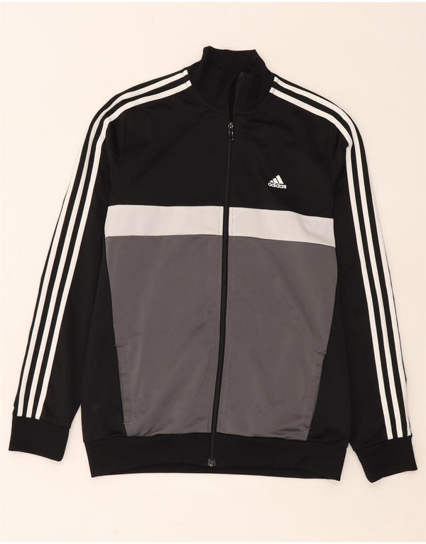 Adidas Boys Aeroready Tracksuit Top Jacket 15-16 Years Black Colourblock