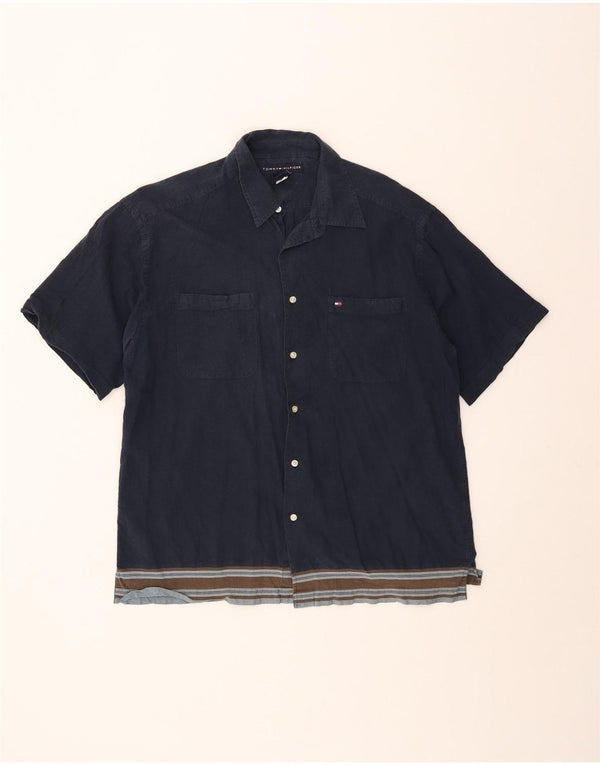 Camisa Tommy Hilfiger Hombre Manga Corta Grande Algodón Azul Marino