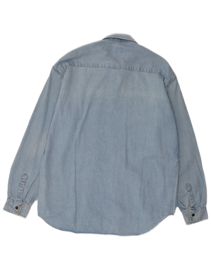 Camisa vaquera vintage para hombre Algodón azul medio