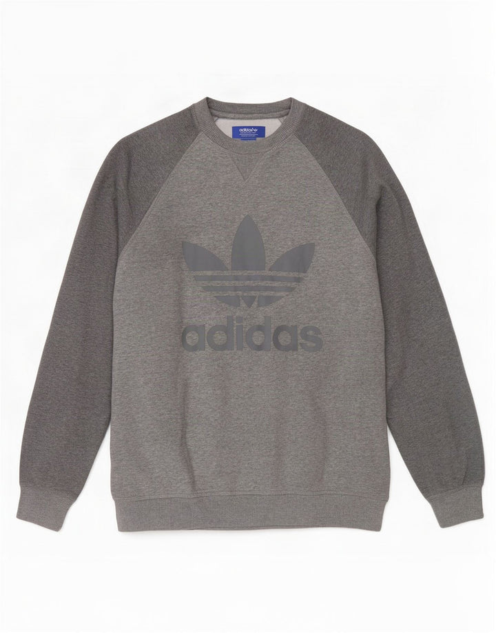 Adidas Hombre Graphic Sudadera Jumper Pequeño Gris Algodón