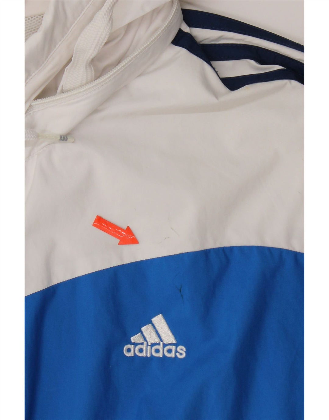 Adidas Chaqueta impermeable con capucha para hombre UK 40 Large Azul marino Colorblock Poliéster