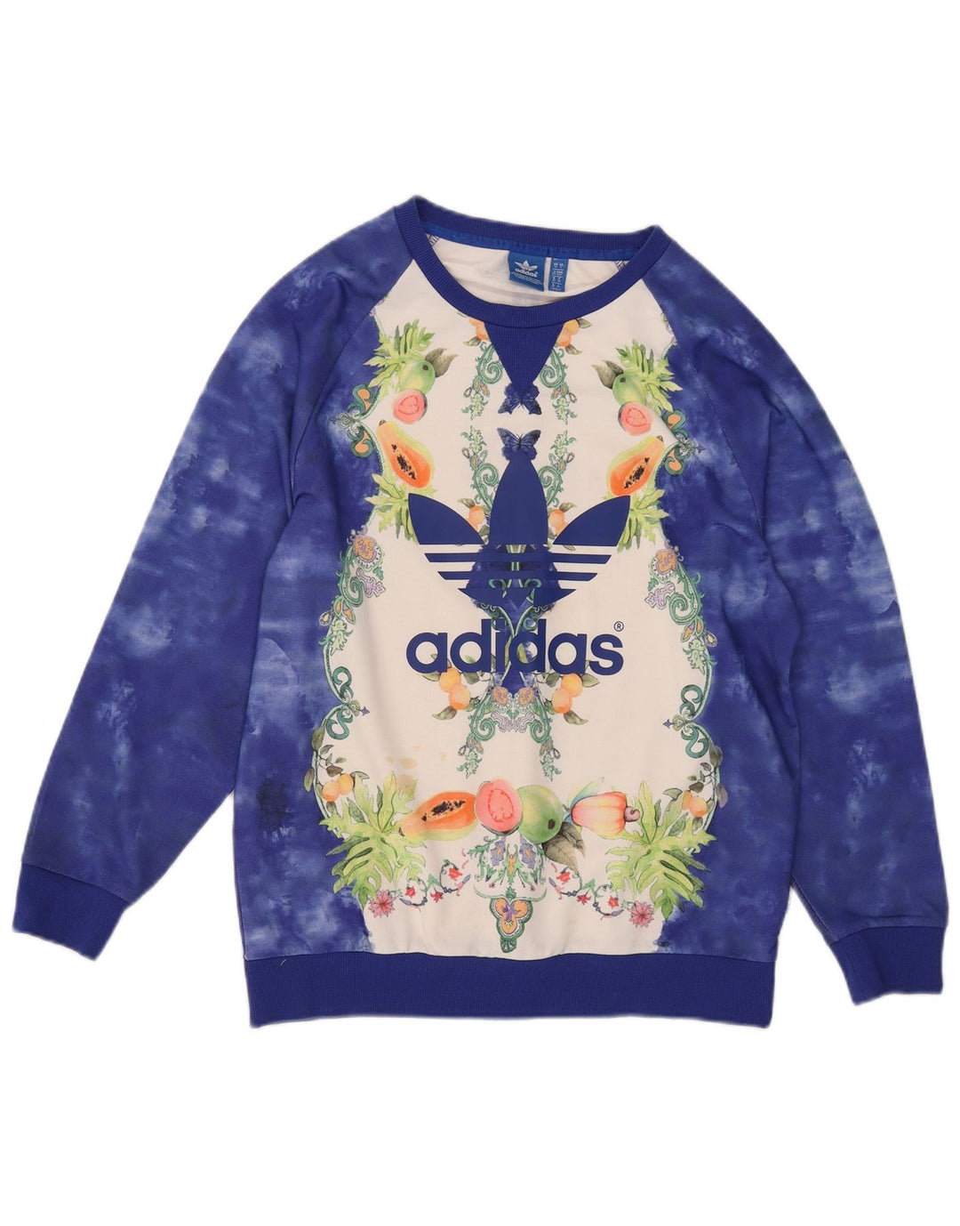 Adidas - Sudadera de gran tamaño con gráfico para mujer, talla 10, color azul