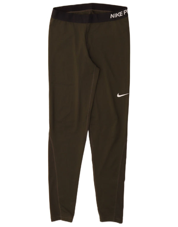 NIKE Leggings gráficos Dri Fit para mujer UK 14 Large Caqui Poliéster