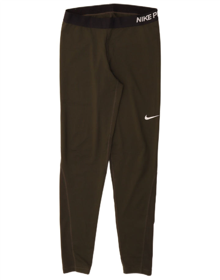 NIKE Leggings gráficos Dri Fit para mujer UK 14 Large Caqui Poliéster