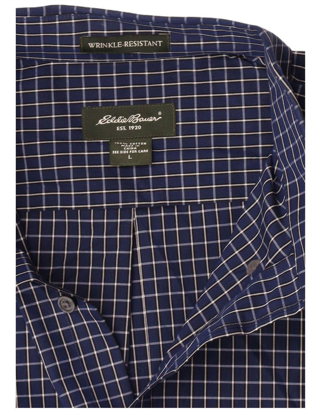 Eddie Bauer Camisa para hombre grande Azul marino Cuadros Algodón