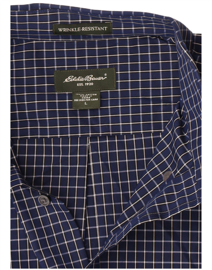 Eddie Bauer Camisa para hombre grande Azul marino Cuadros Algodón