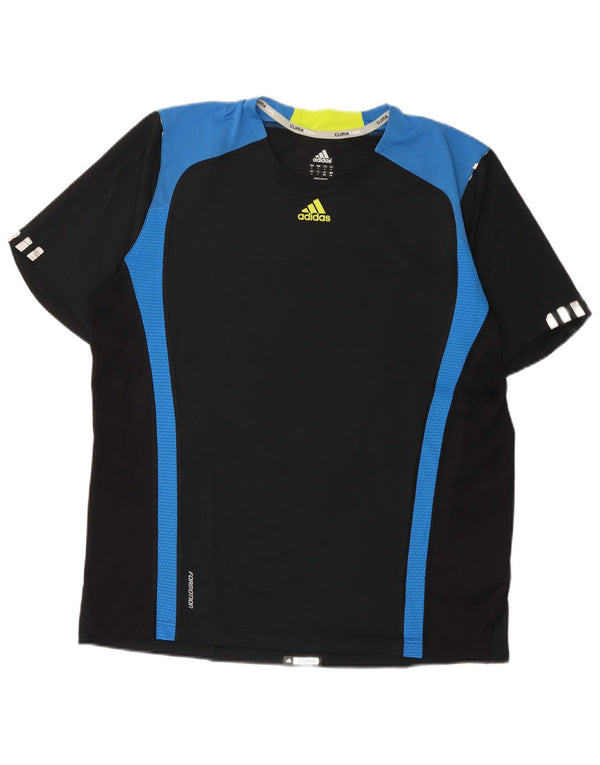 Adidas Hombre Climacool Camiseta Top Grande Negro Colorblock Poliéster